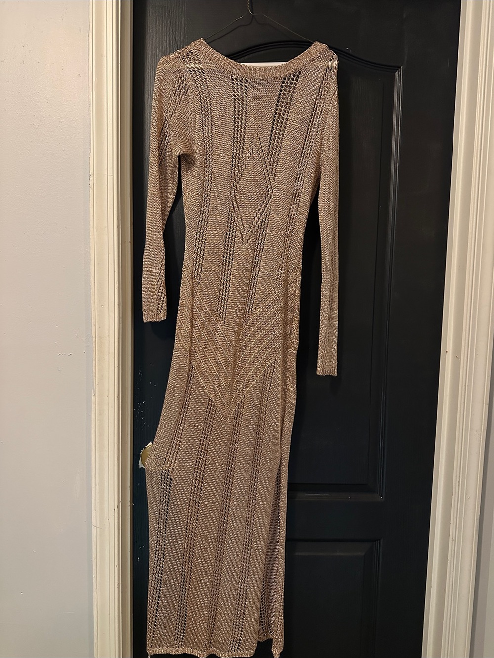 Rose 🥀 Gold Metallic Long Sleeve Coverup or worn as a dress “Summer Must Have”
